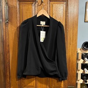 Sezane Black Abélia Blouse NWT 36